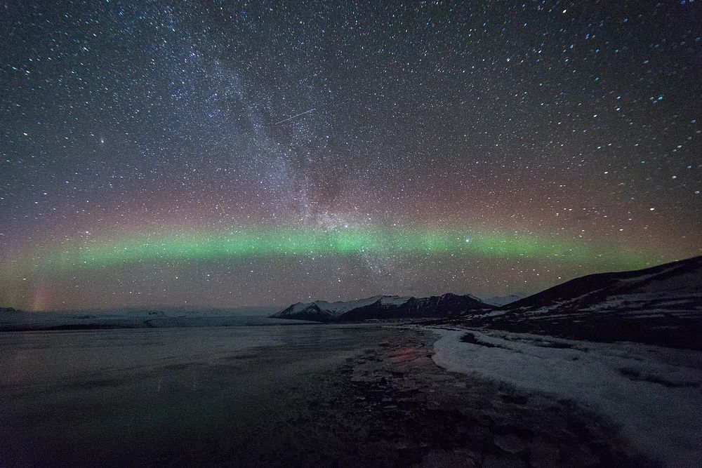 Aurora Borealis Over Frozen Lake — Photography Print. poster — nature art