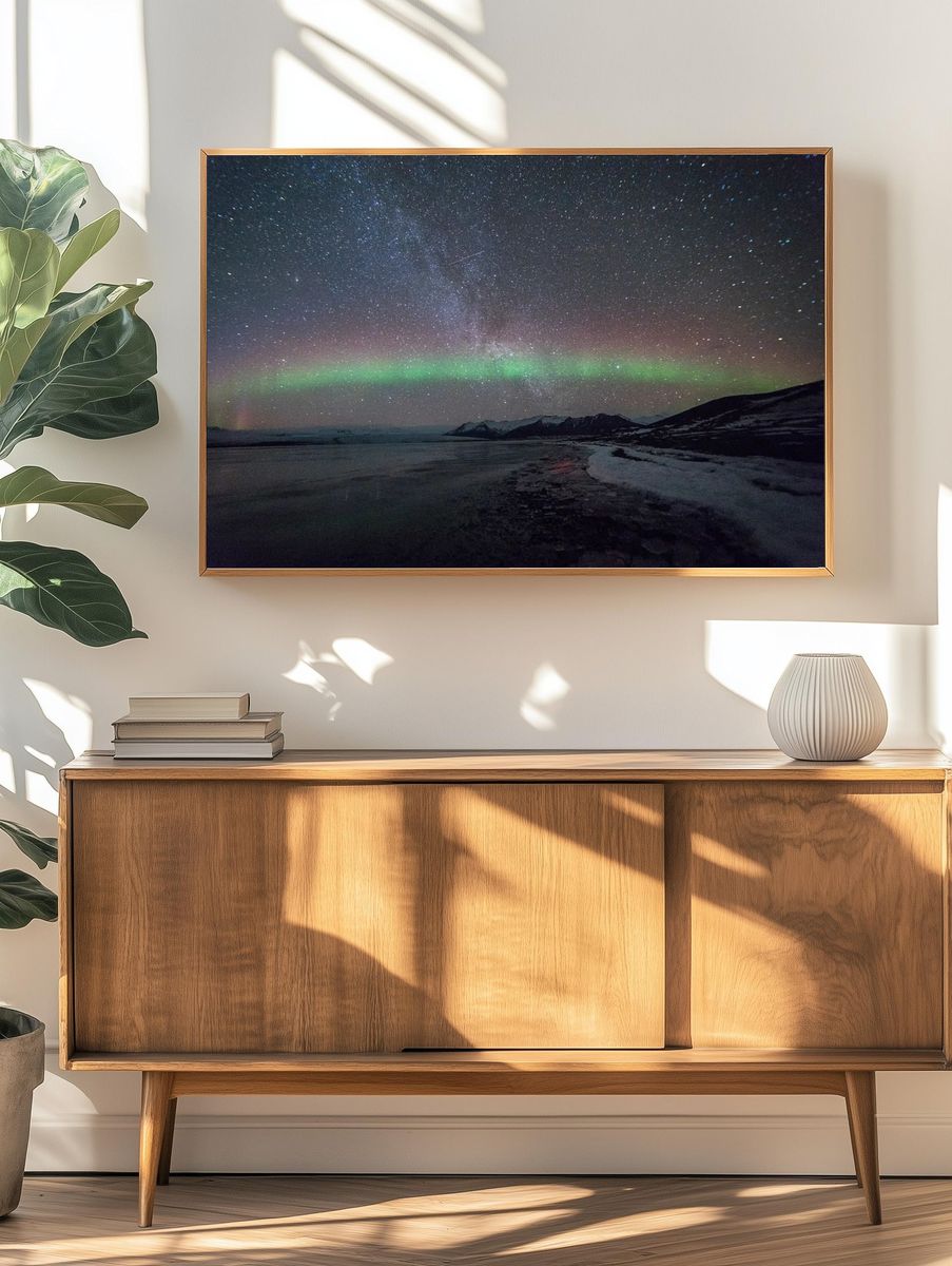 Aurora Borealis Over Frozen Lake — Photography Print. — room view 3