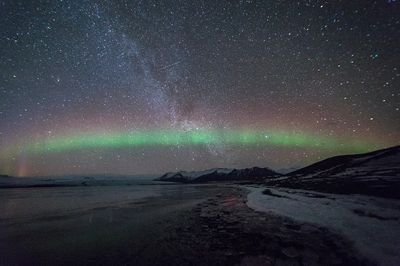 Aurora Borealis Over Frozen Lake — Photography Print. poster