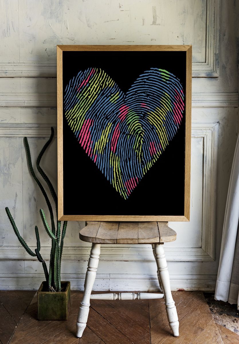 Fingerprint Heart Abstract Poster. room preview