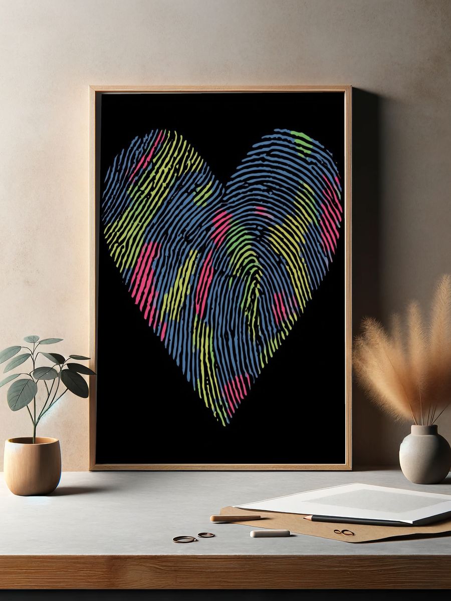 Fingerprint Heart Abstract Poster. — room view 2