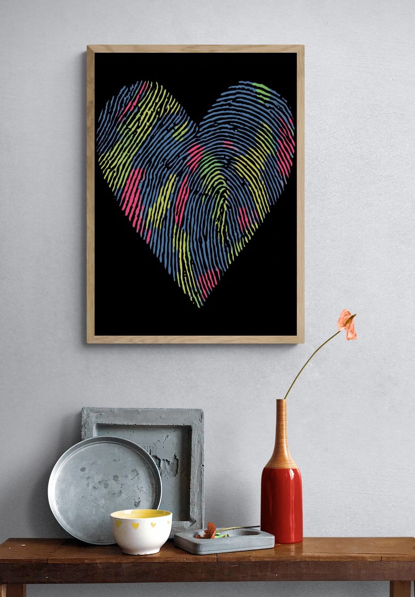 Fingerprint Heart Abstract Poster. — room view 3