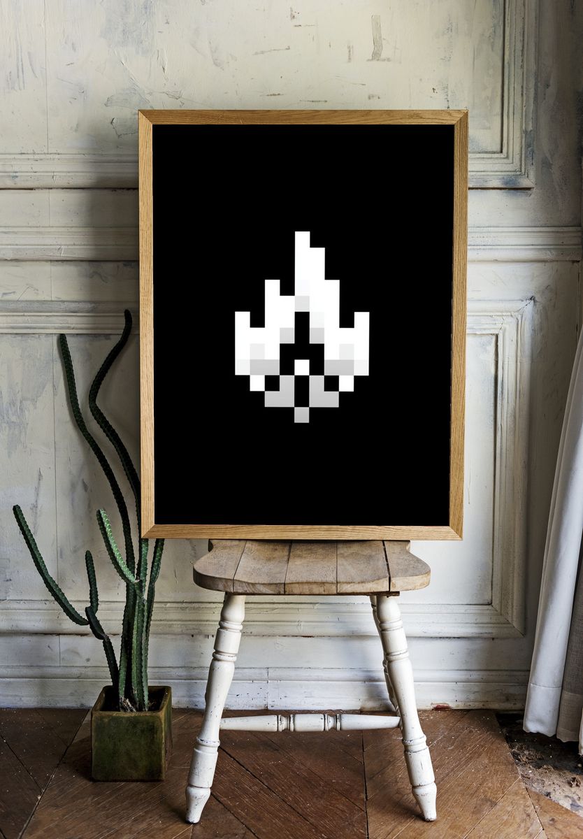 Pixel Flame Abstract Print. room preview