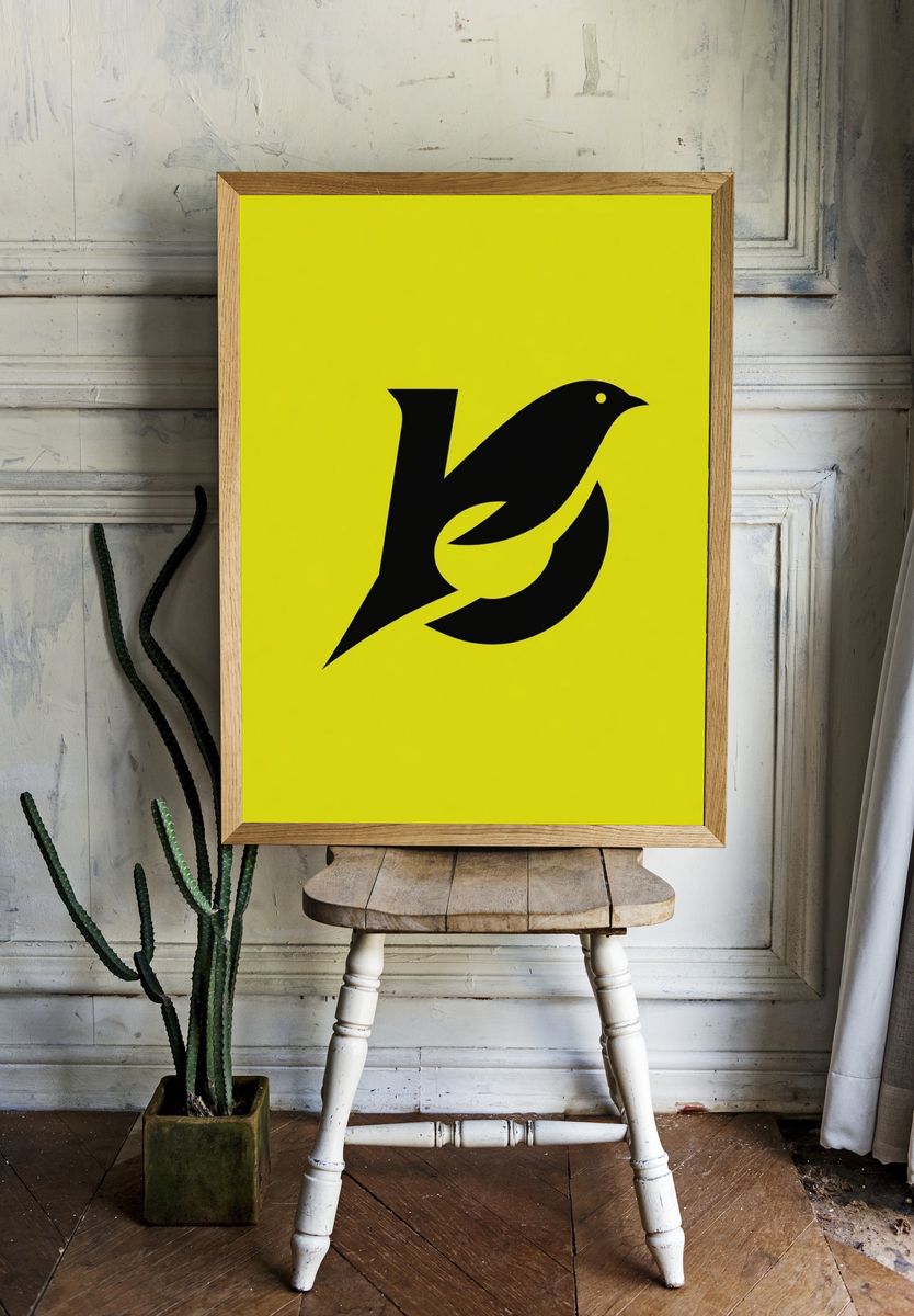 Abstract Bird Monogram Poster. room preview