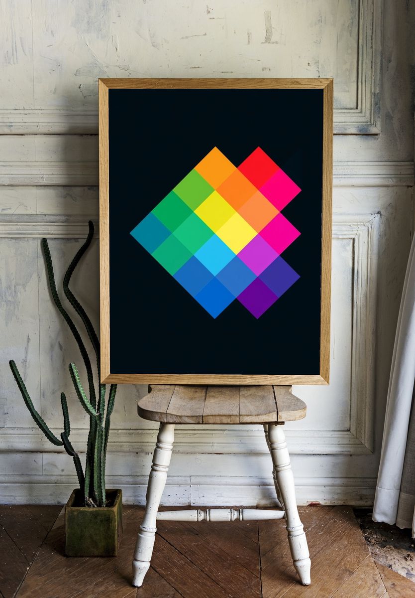 Geometric Color Grid Abstract Poster. room preview