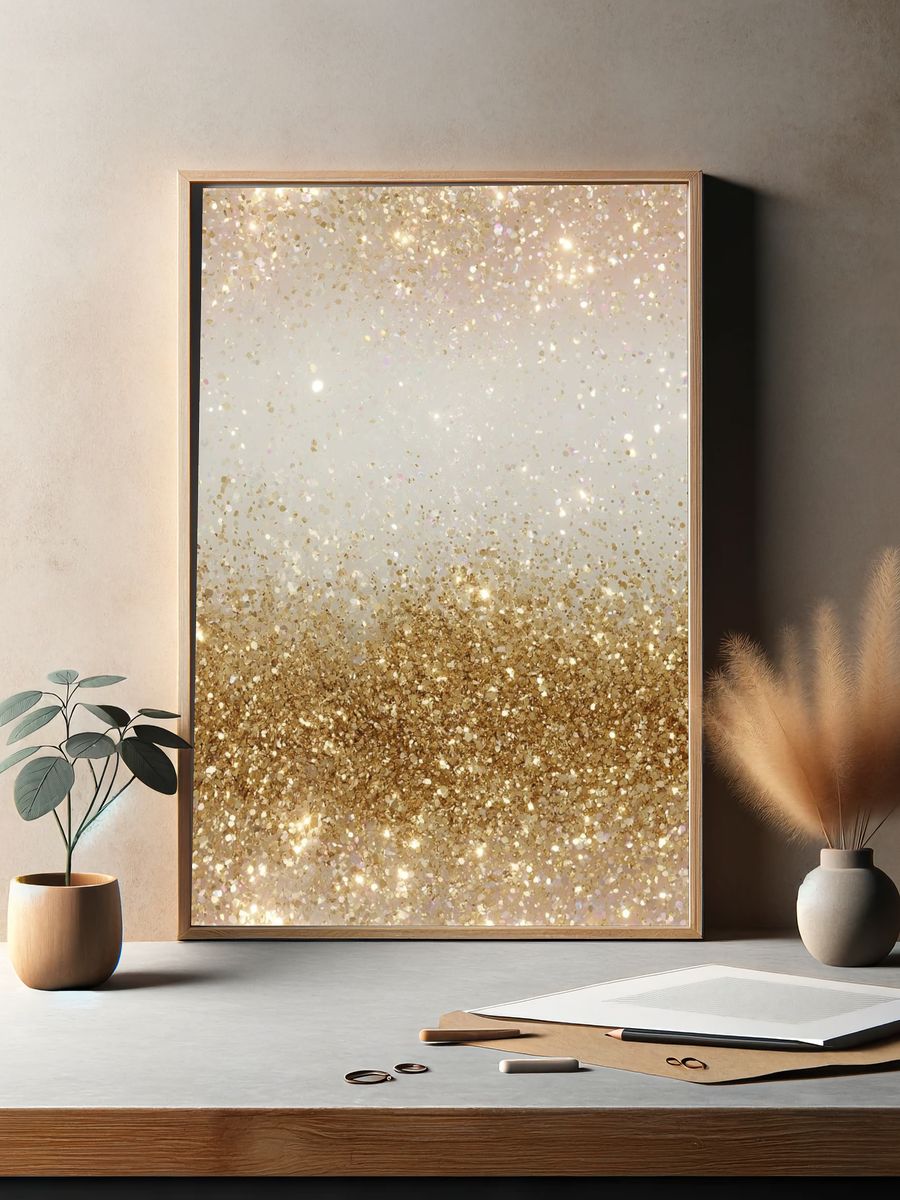 Gold Glitter Texture Poster. — room view 2