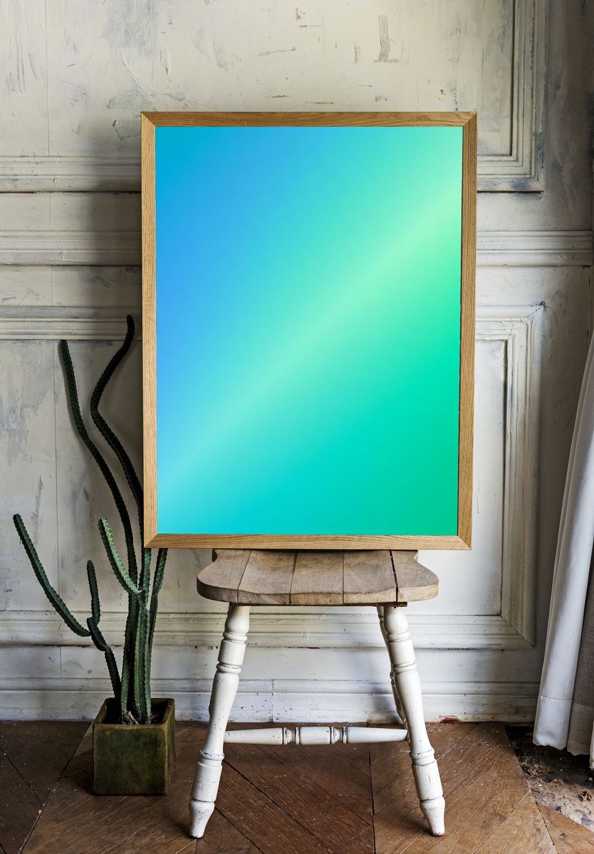 Blue Green Gradient Abstract Poster. — room view 1