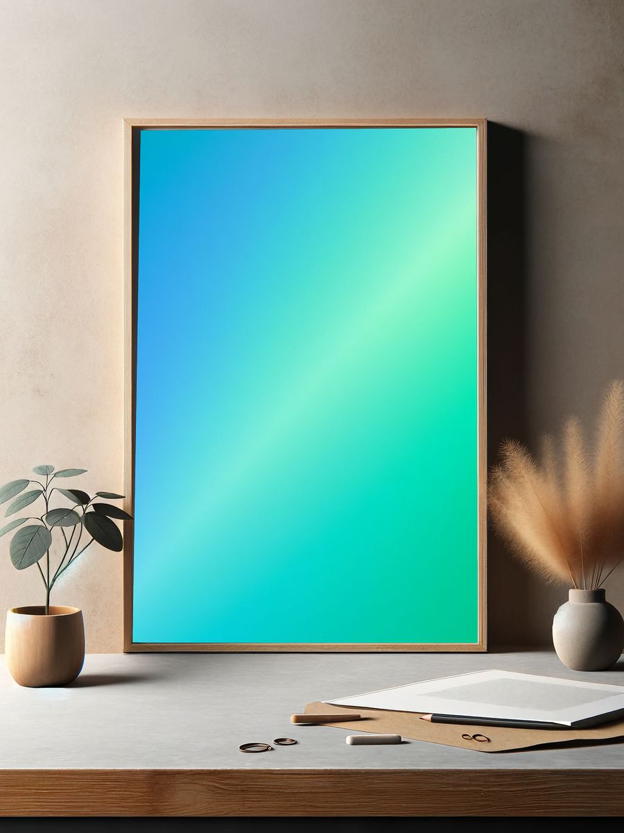 Blue Green Gradient Abstract Poster. — room view 2
