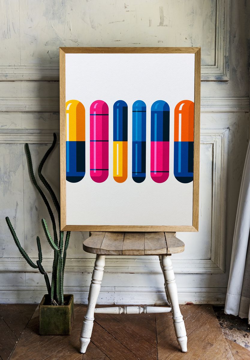 Colorful Geometric Capsules Poster. room preview