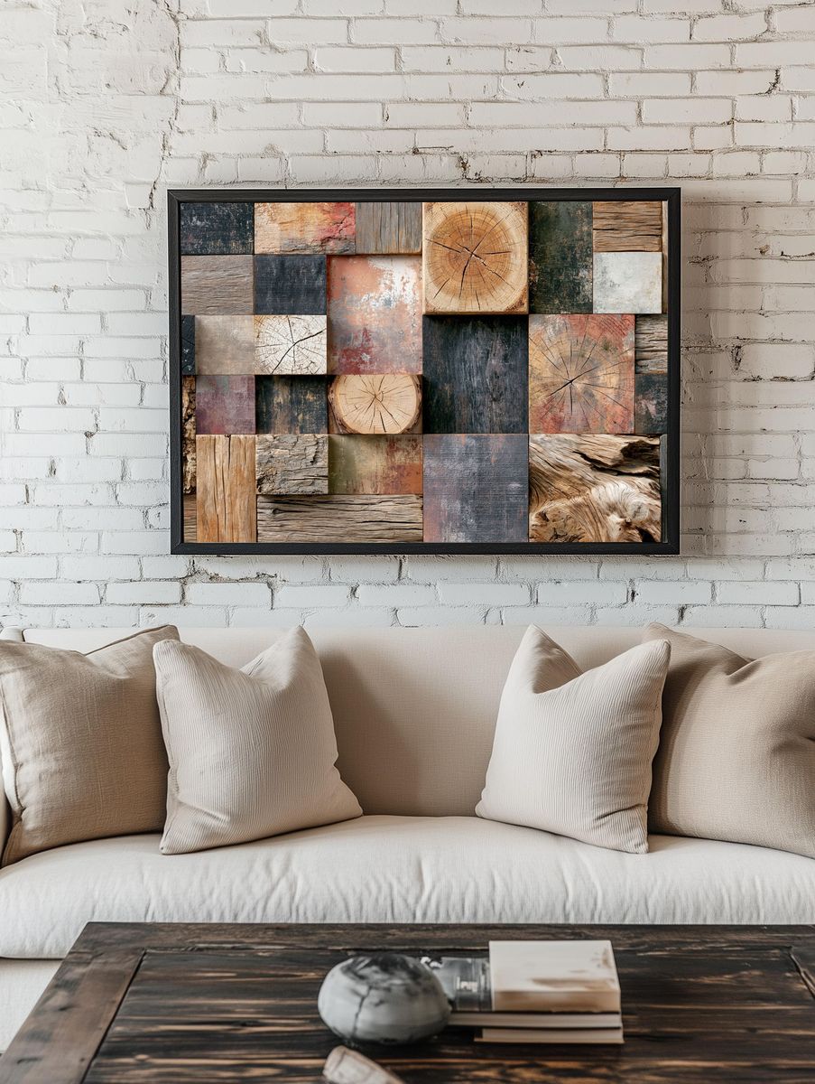 Rustic Wood Texture Collage Print. room preview