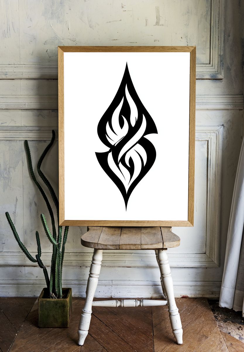 Black Flame Abstract Print. — room view 1