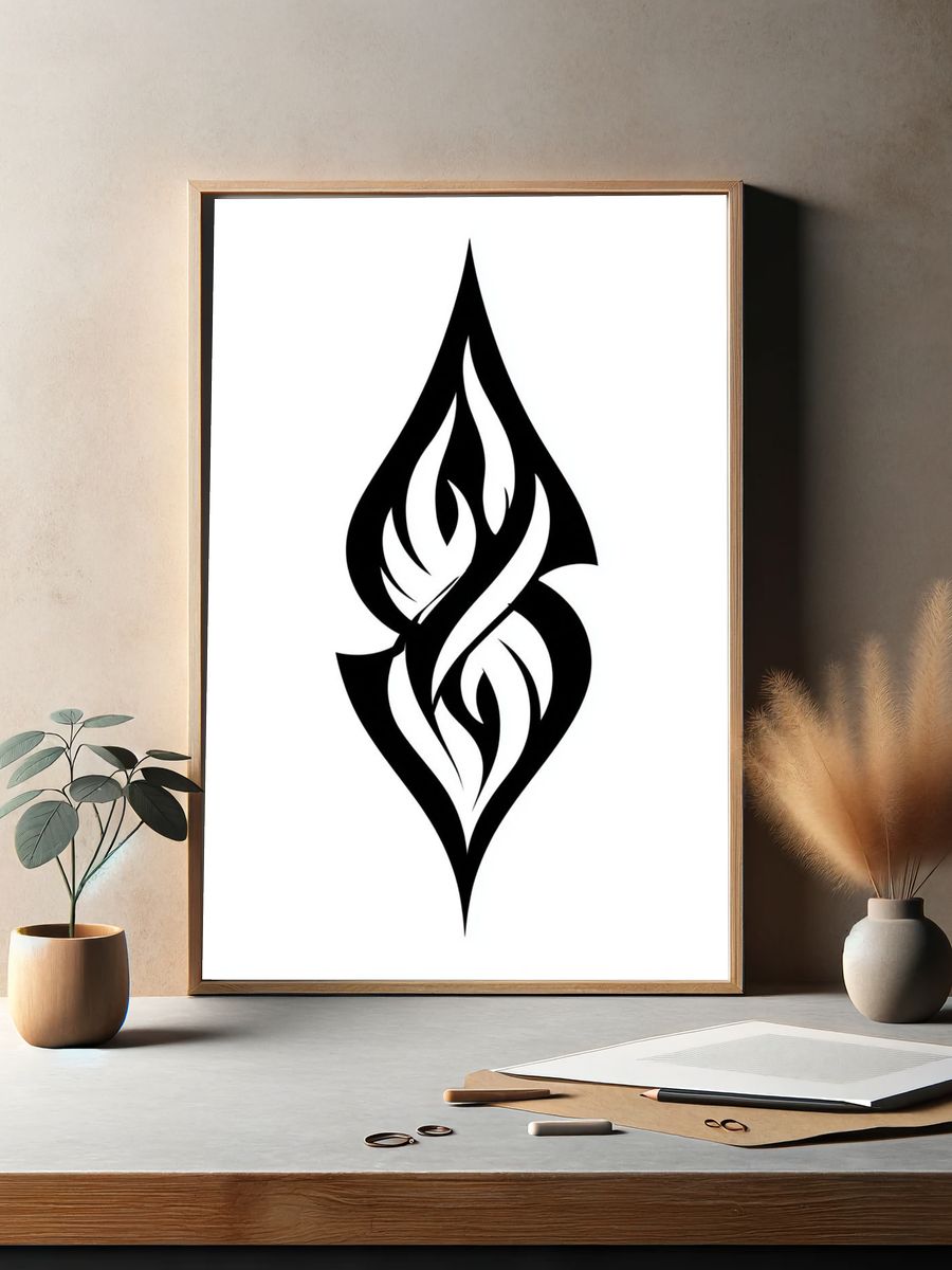 Black Flame Abstract Print. — room view 2