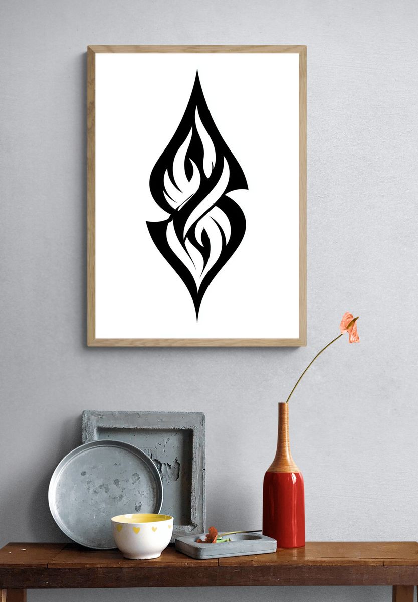 Black Flame Abstract Print. — room view 3