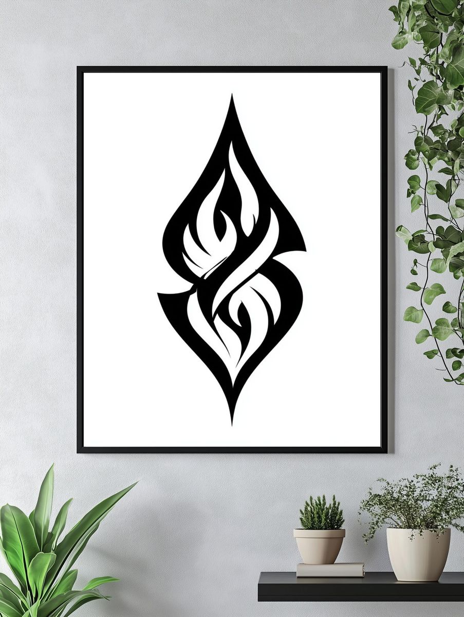 Black Flame Abstract Print. — room view 4