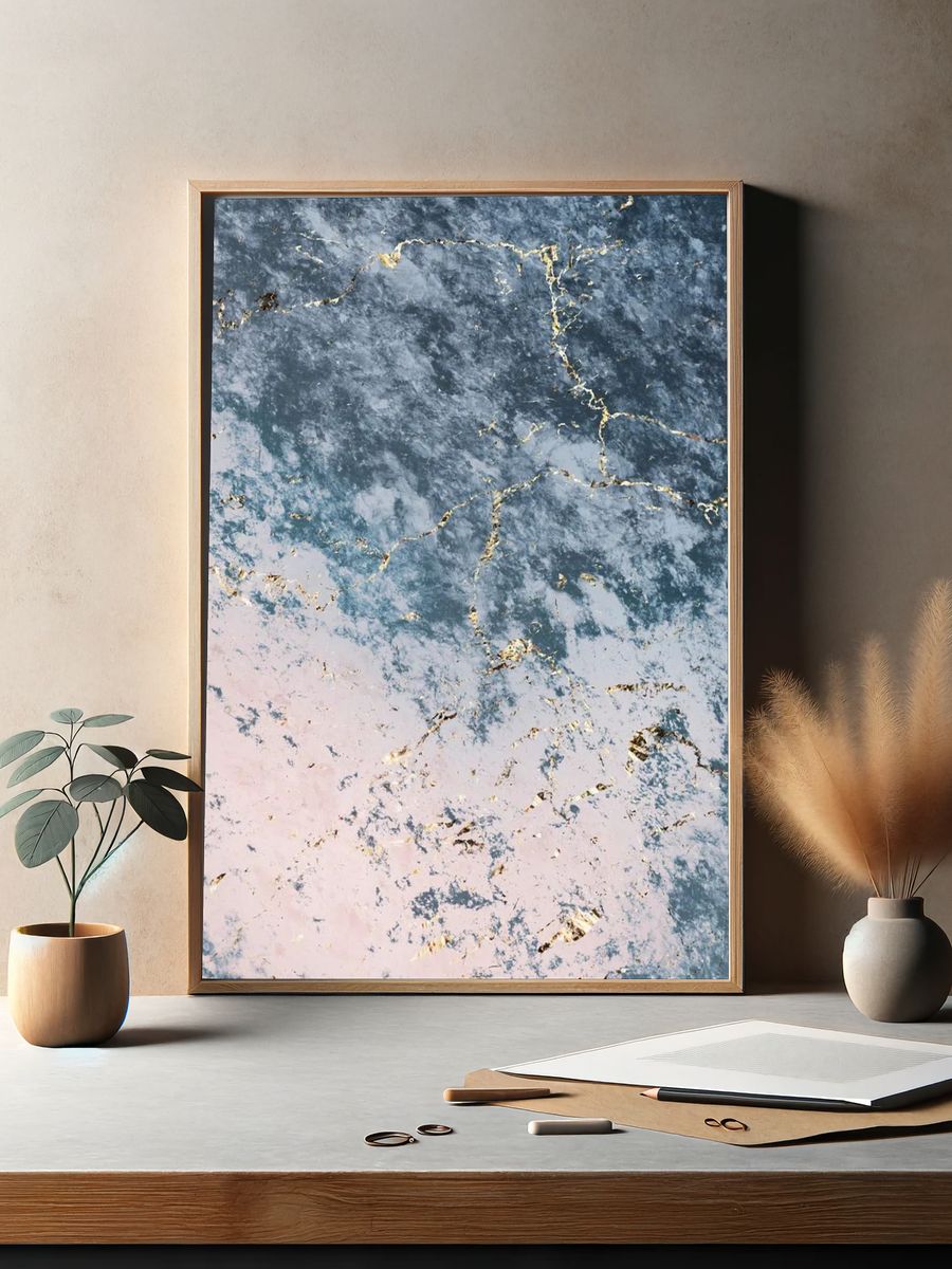 Pink blue marble textured background. — room view 2