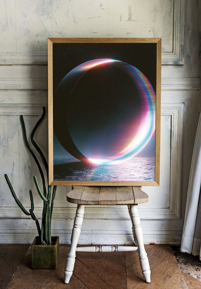 Neon Prism Ring Abstract Poster. — room view 1
