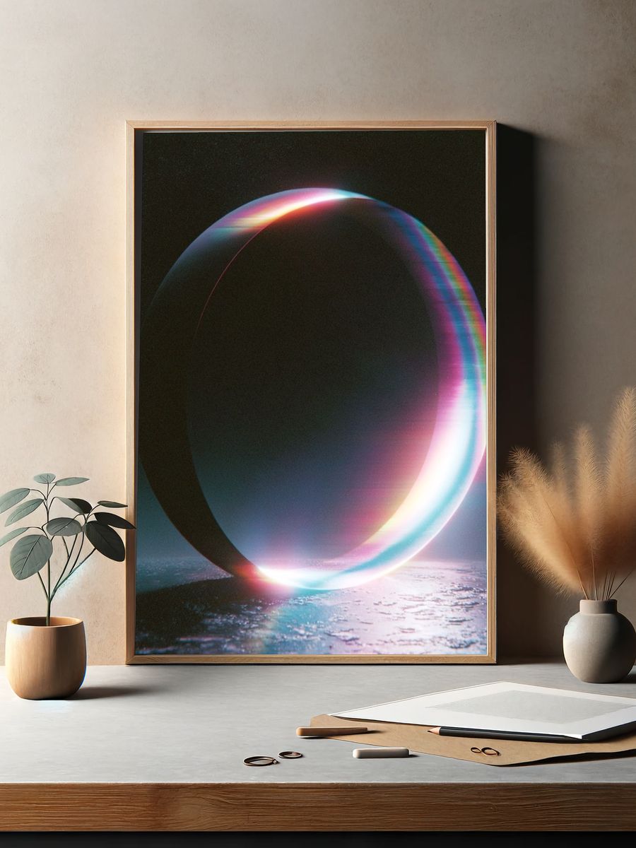 Neon Prism Ring Abstract Poster. — room view 2