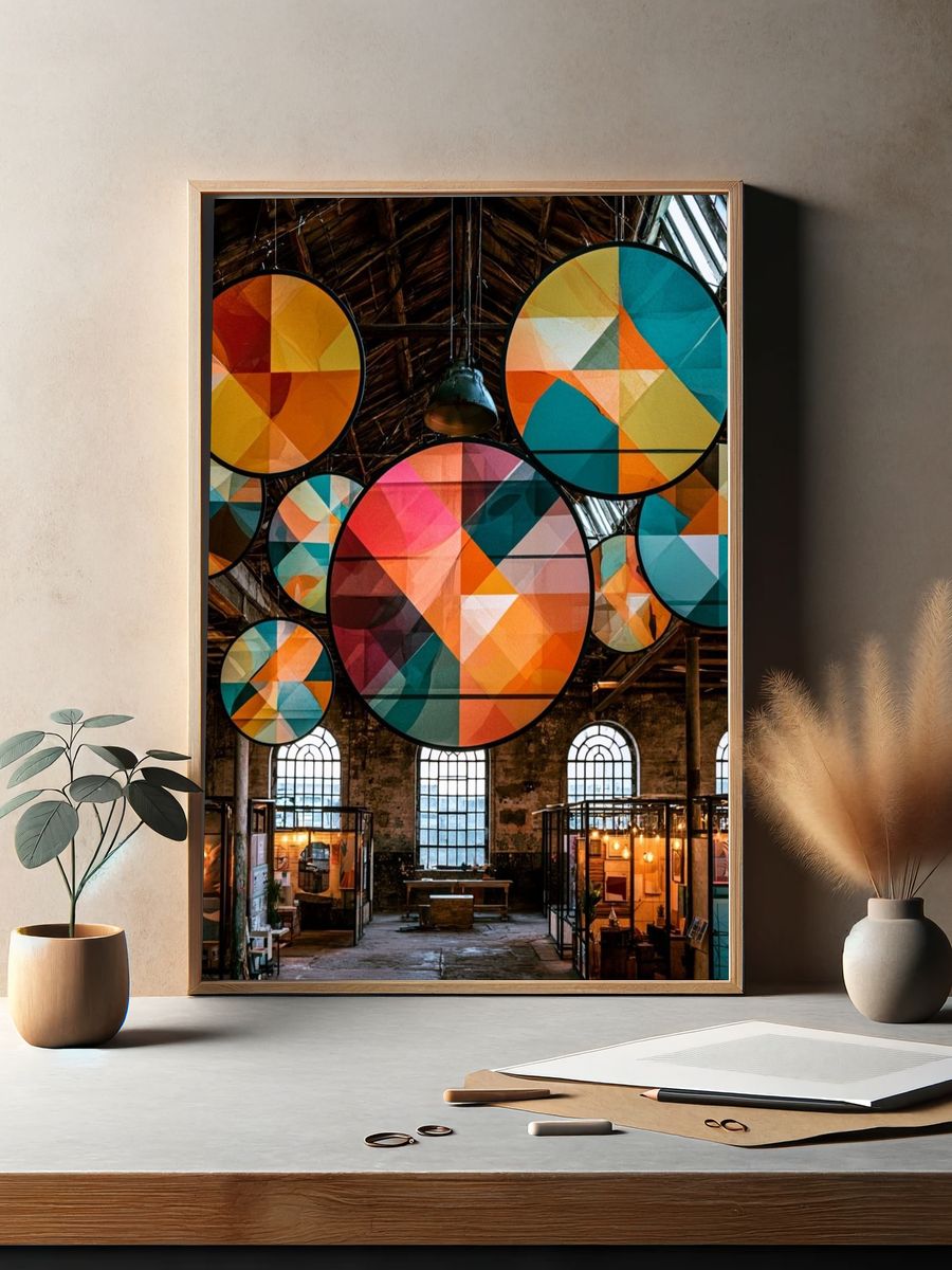 Geometric Color Circles Poster. — room view 2