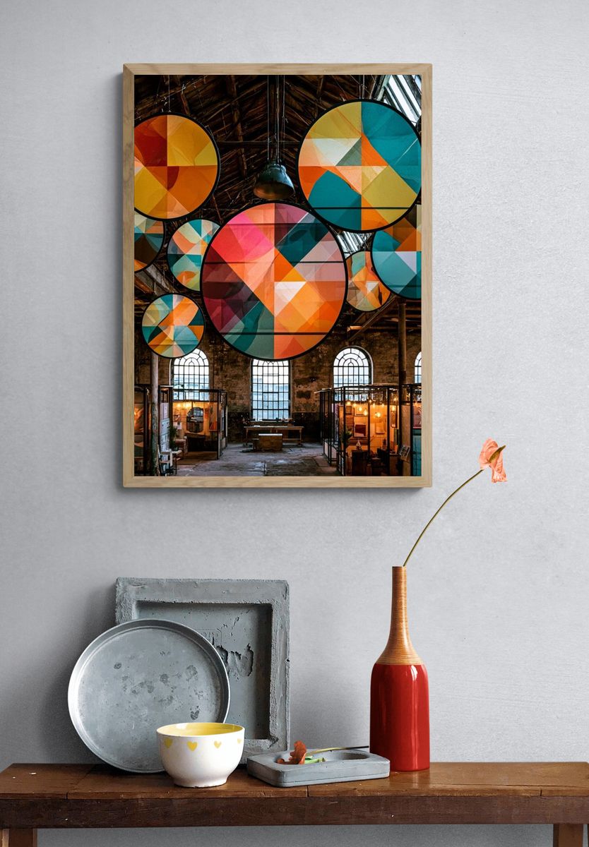 Geometric Color Circles Poster. — room view 3