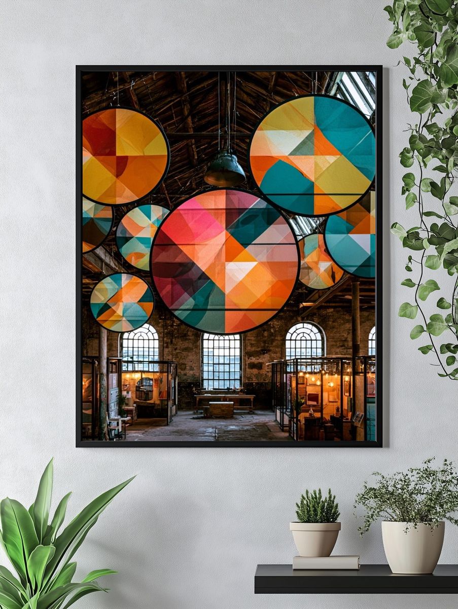 Geometric Color Circles Poster. — room view 4