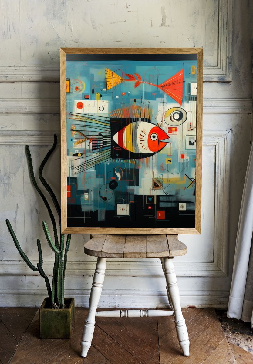 Abstract Fish Geometry Poster. room preview