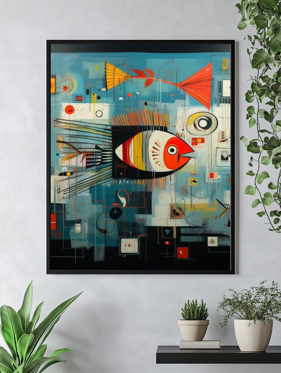 Abstract Fish Geometry Poster. — room view 4