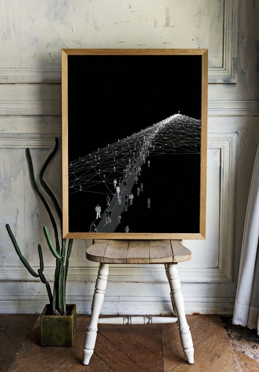 Connected Figures Abstract Print. room preview