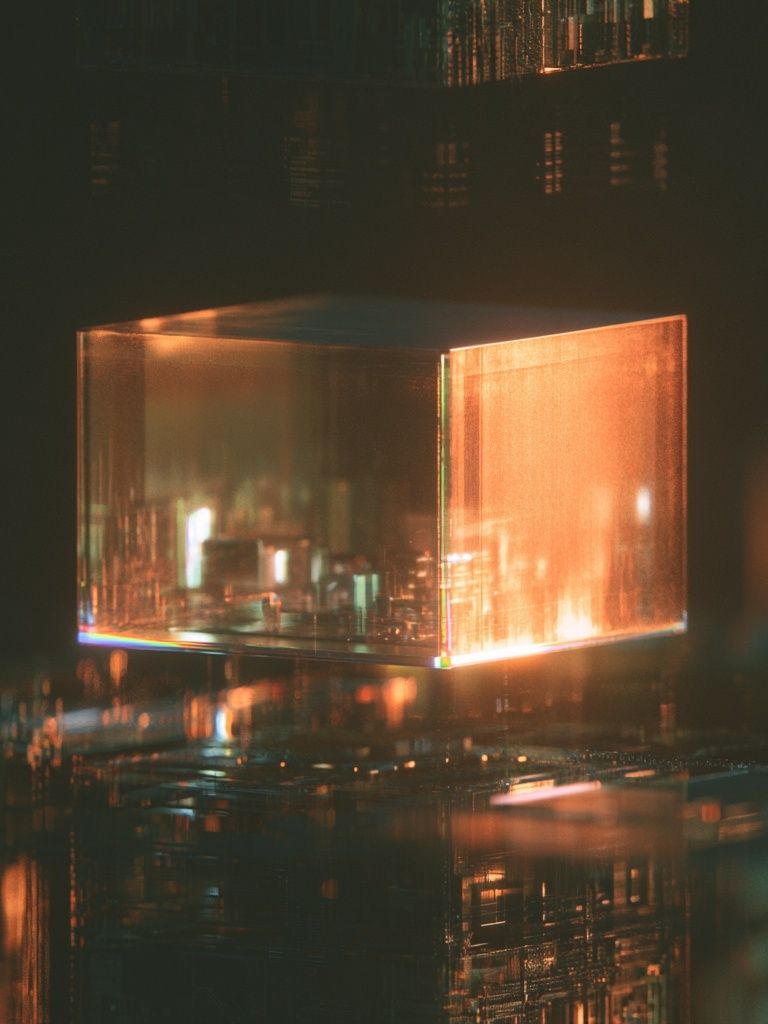 Glowing Glass Cube Abstract Print. poster detail