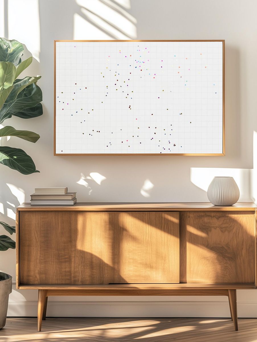 Colorful graph paper wallpaper background. — room view 3
