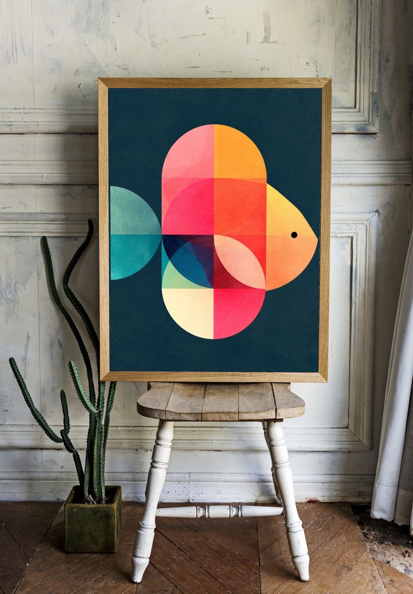 Geometric Fish Abstract Poster. room preview