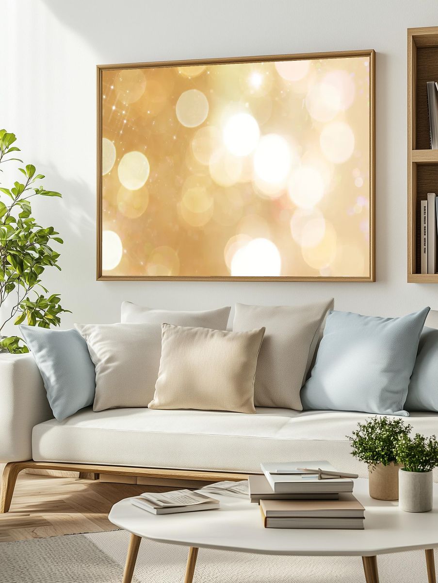 Shiny gold festive bokeh background. — room view 2