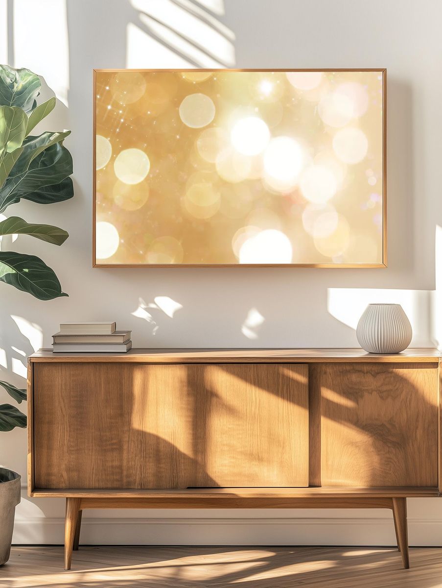 Shiny gold festive bokeh background. — room view 3