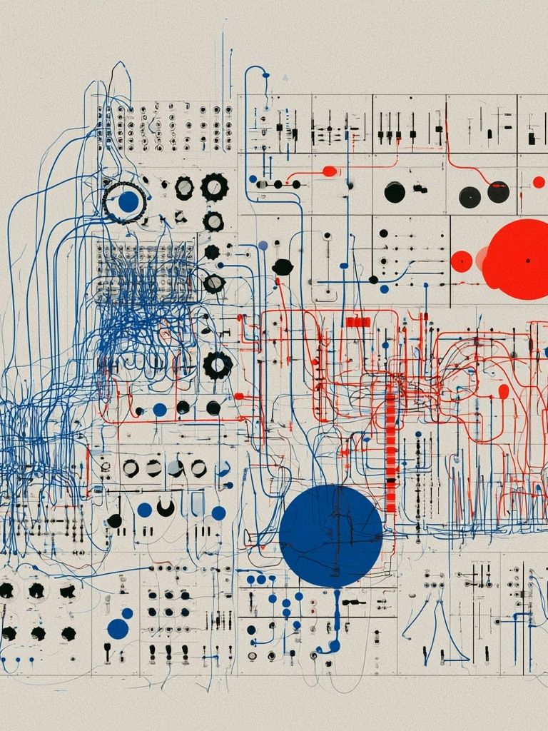 Blue Red Circuit Abstract Poster. poster detail