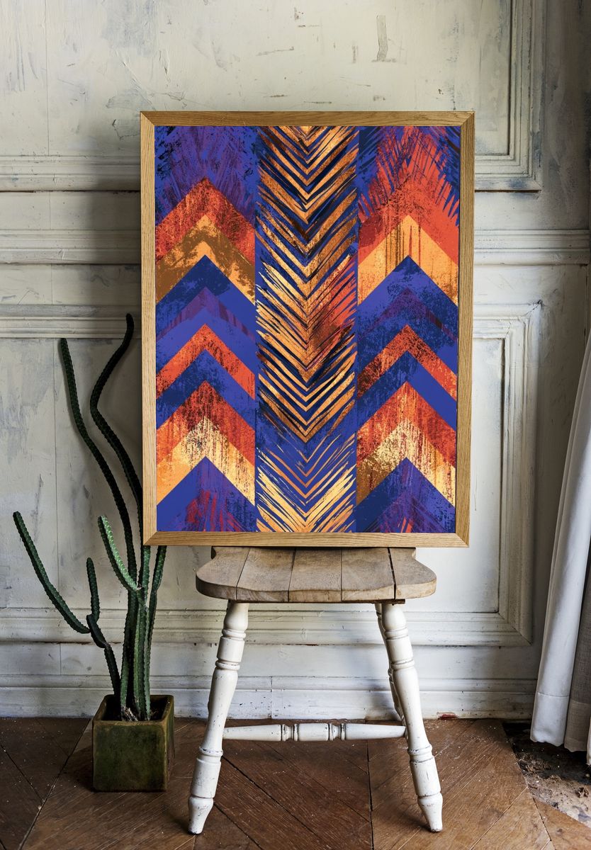 Chevron Rhythm Abstract Poster. room preview