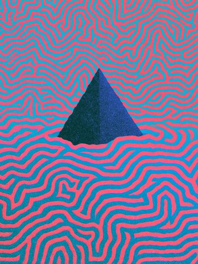 Neon Maze Pyramid Abstract Poster.