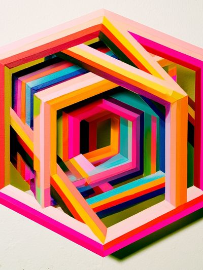 Neon Geometric Tunnel Poster. poster