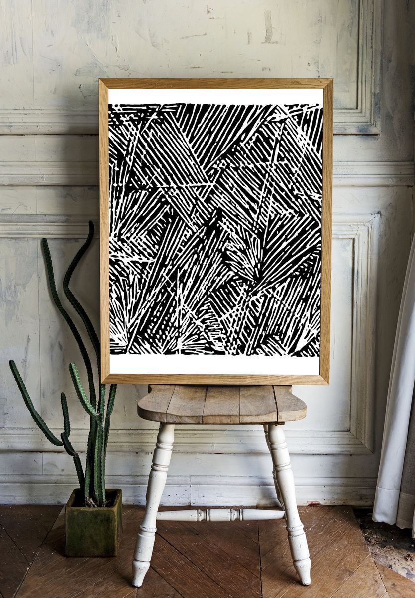 Geometric Ink Pattern Print. — room view 1