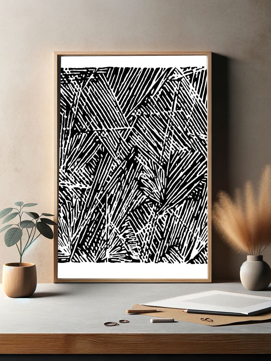 Geometric Ink Pattern Print. — room view 2