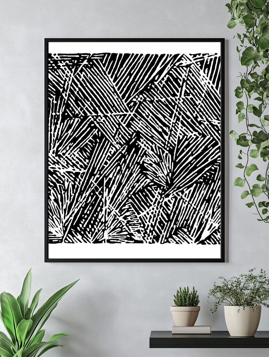 Geometric Ink Pattern Print. — room view 4