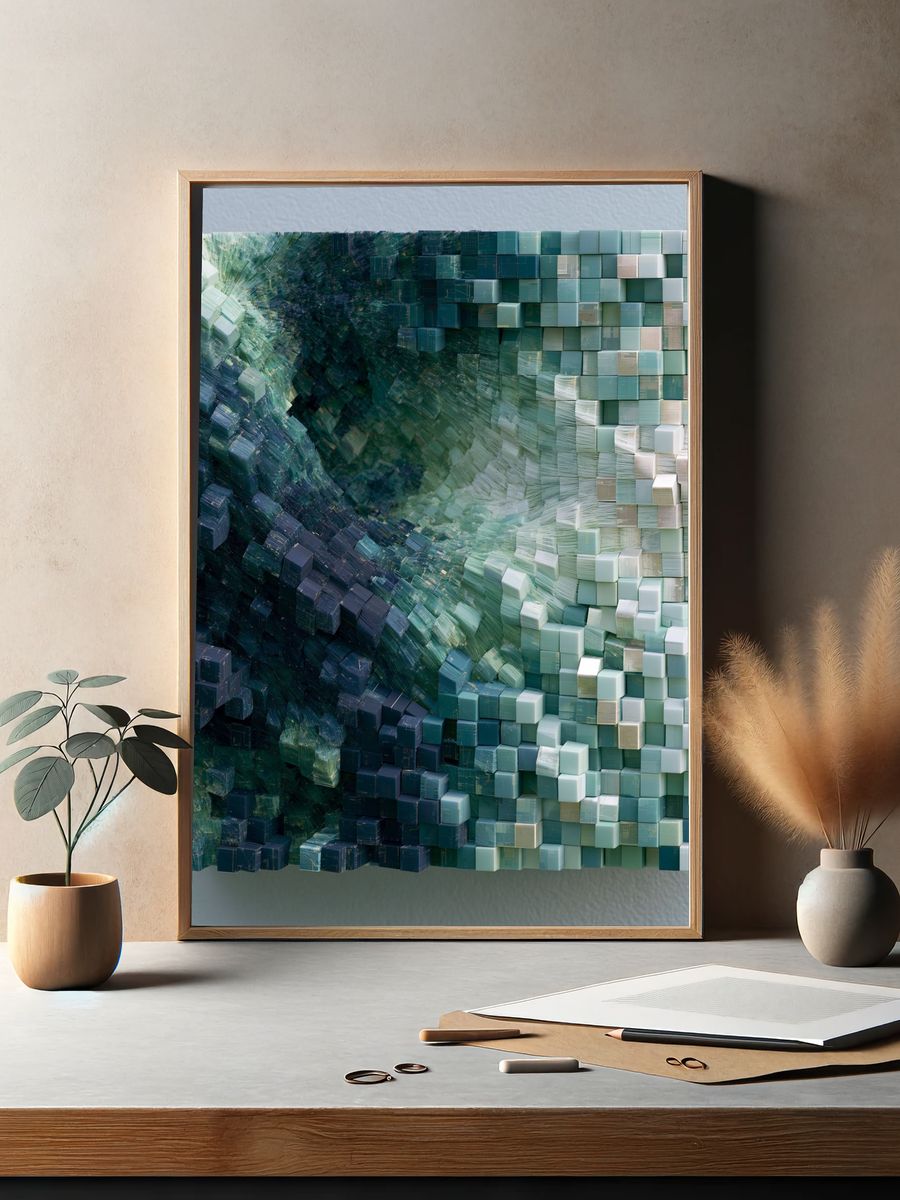 Oceanic Cubes Abstract Poster. — room view 2