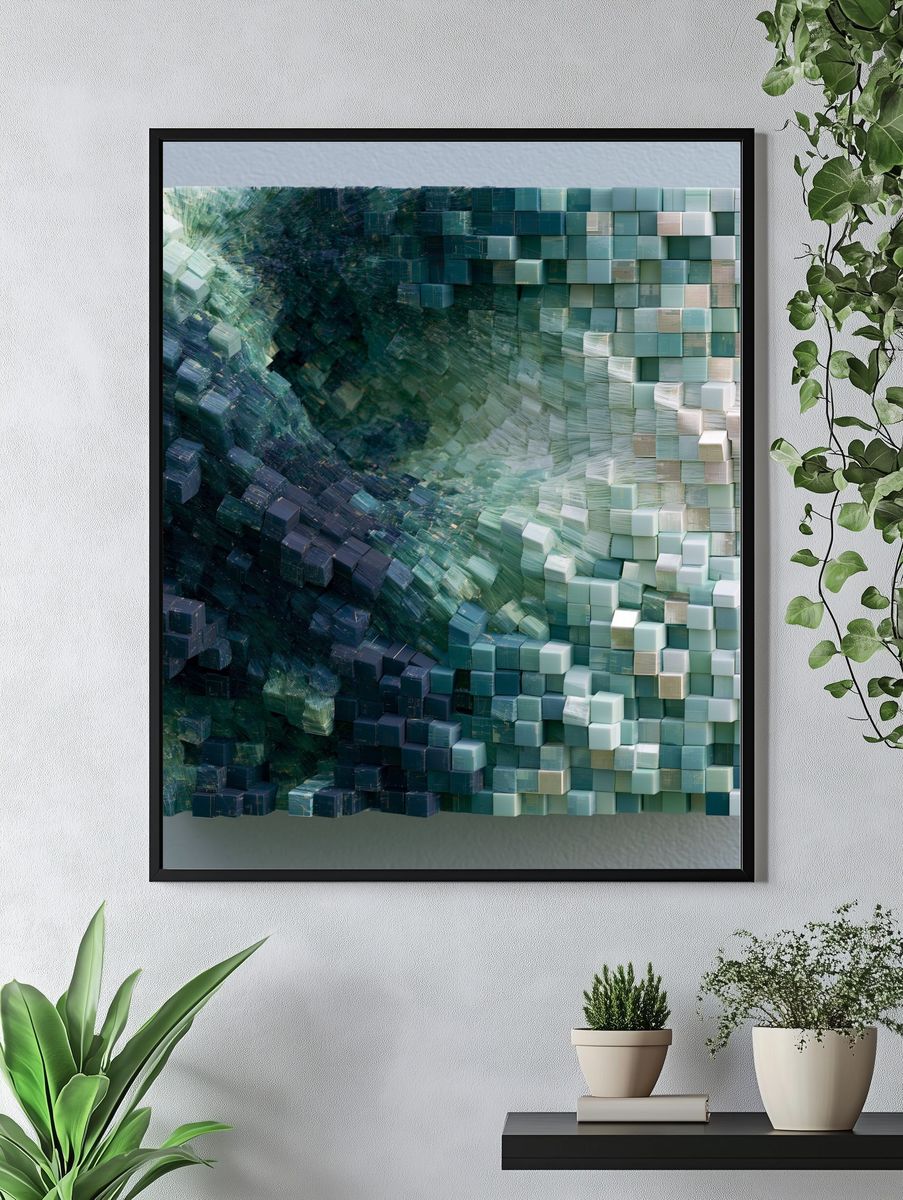 Oceanic Cubes Abstract Poster. — room view 4