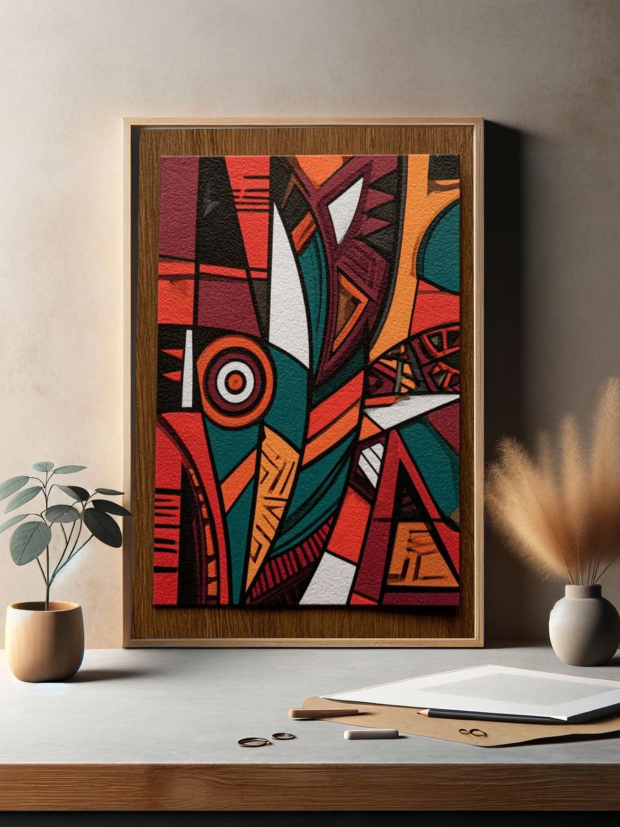 Geometric Tribal Abstract Poster. — room view 2