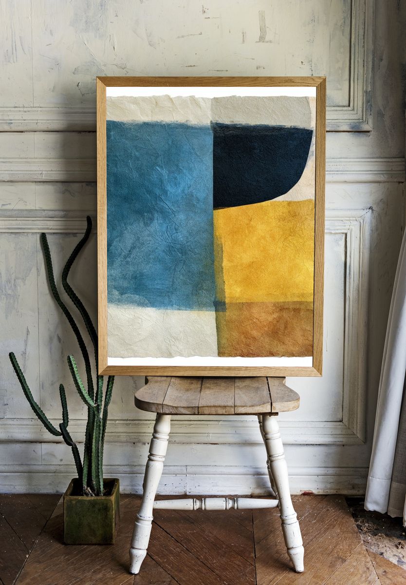 Textured Geometric Color Blocks Poster. — room view 1