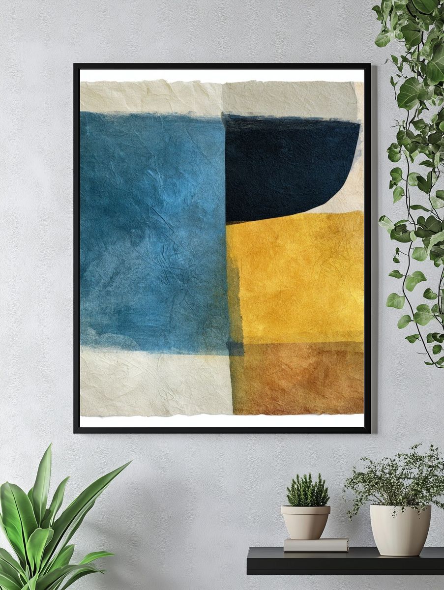 Textured Geometric Color Blocks Poster. — room view 4