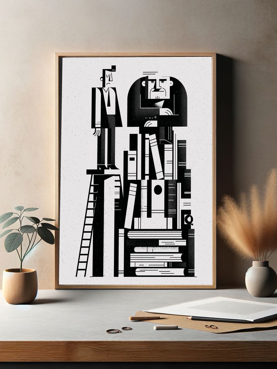 Geometric Men in Black Print. — room view 2