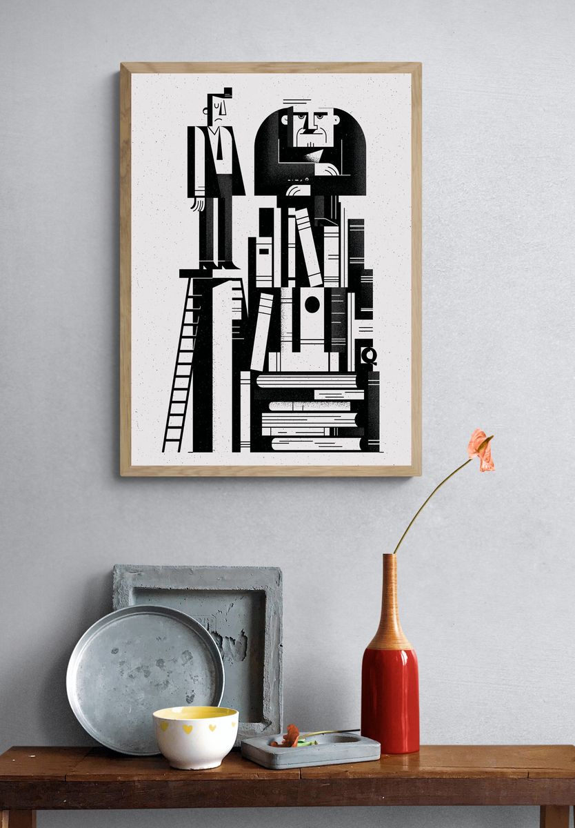 Geometric Men in Black Print. — room view 3