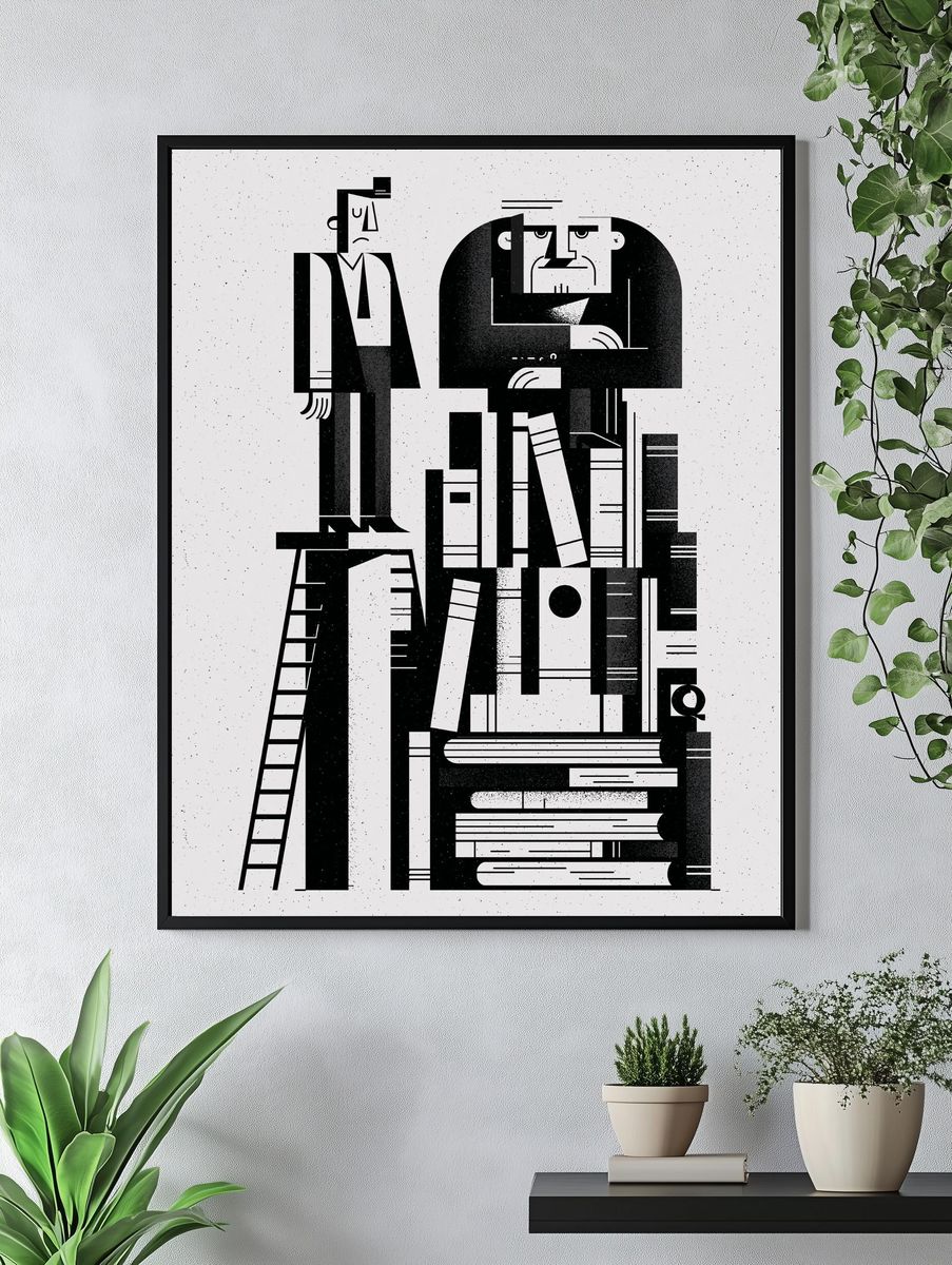 Geometric Men in Black Print. — room view 4