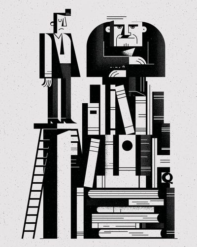 Geometric Men in Black Print.