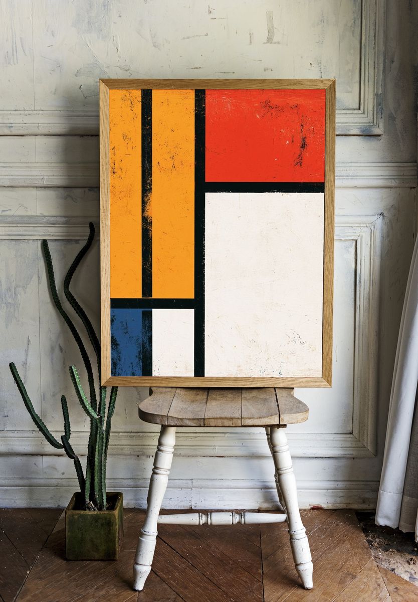 Mondrian-Inspired Geometric Abstract Poster. room preview