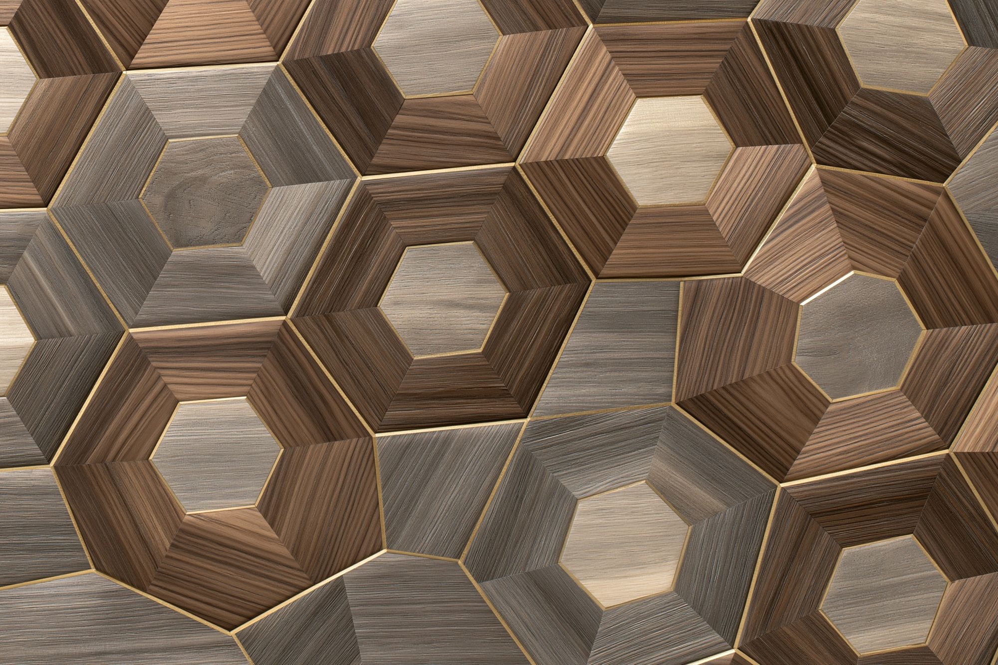 Wooden Hexagon Mosaic Abstract Poster. poster — abstract art